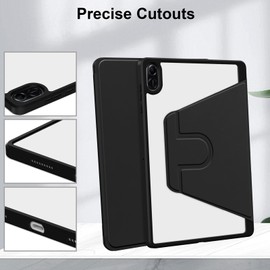 A-BEAUTY Rotating Case Compatible with Honor Pad X8a 11 Inch 2024 with Pen Holder, 360° Rotation Protective Stand Cover Clear Back, Shockproof Case, Black