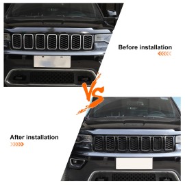 Savadi-Car 7pcs Black Front Grille Insert Mesh Ring Decor Kit For Jeep Grand Cherokee 2017+