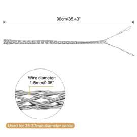 MECCANIXITY Cable Pulling Grip for Light & Heavy Cable(d:25-37mm,Silver) 90cm,3FT Wire Mesh Puller Socks Grip Double Head Galvanizing Steel Wire Grips Net Cover Smooth