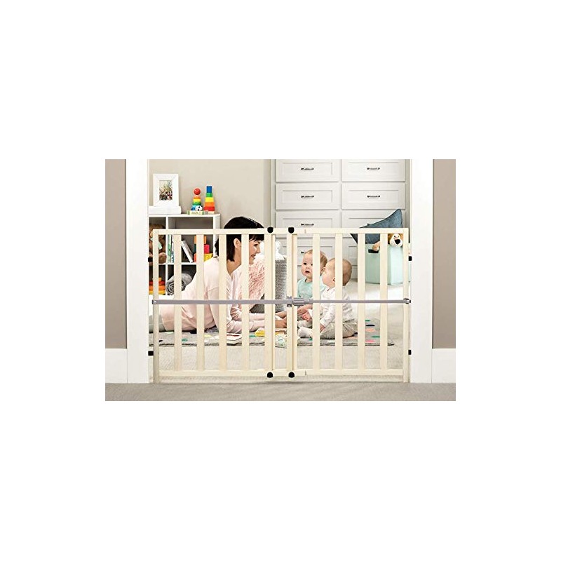 Regalo Easy Fit Wooden Decor Adjustable 42-Inch Extra Wide Baby