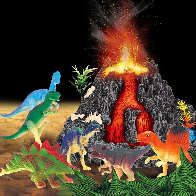 Volcano Educational Playset Toy with Dinosaur Figures for Kids 3