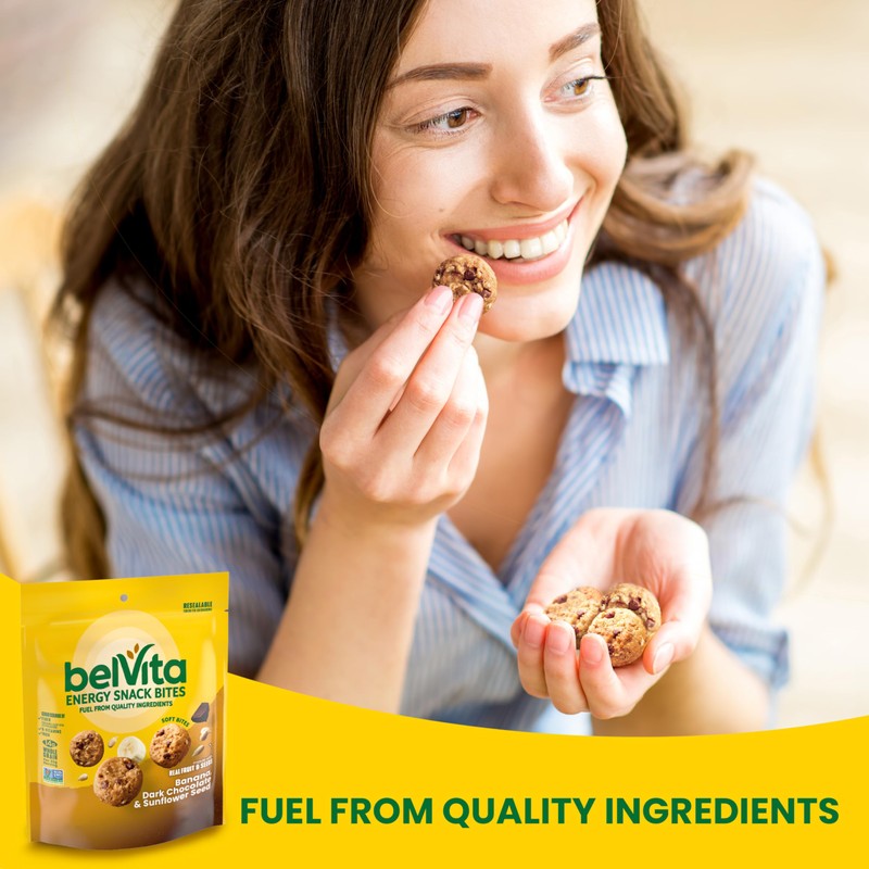 belVita Energy Snack Bites, Banana, Dark Chocolate and Sunflower Seed,
