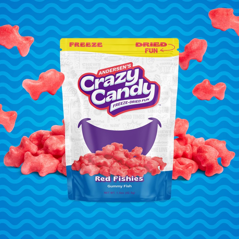 Freeze Dried Swedish Fish-Style Candy, Crazy Candy Red Fishies -