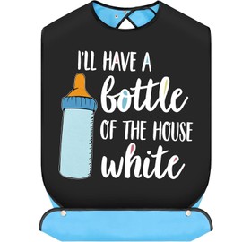 BWWKTOP Funny Feeder Adult Bibs With Crumb Catcher Gag Pranks Bib Adjustable Dining Eating Clothing Protectors For Elderly (HAVE A bottle)