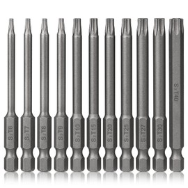 Torx Bit Set Hakkin 11Pcs Security Torx Bit Set 1/4” Hex Shank S2 Steel 75mm Tamper Proof Resistant Star Bits T6-T40 Torx Screwdriver Bit Set for Impact Driver Hand Tools