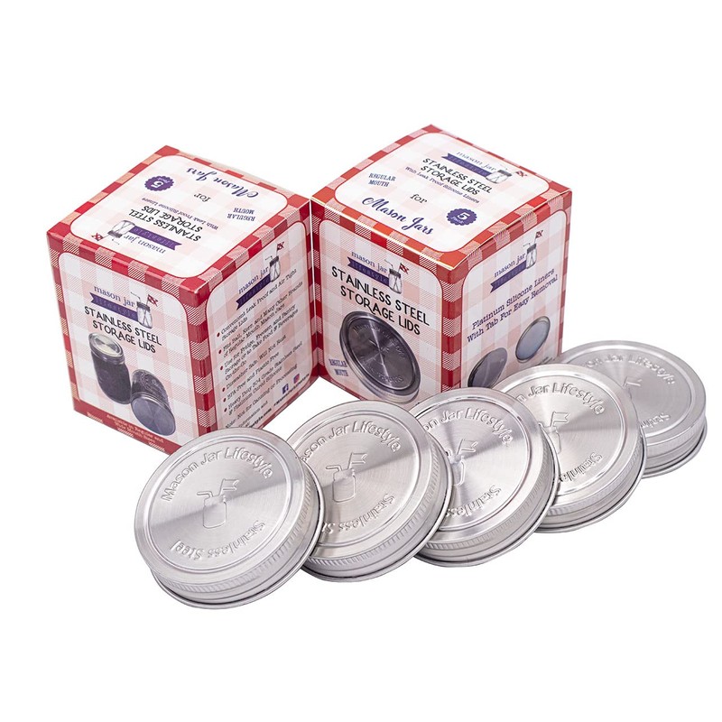 Mason Jar Lifestyle 5 Pack Stainless Steel Storage Lids with