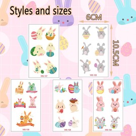 Alytimes 12 Easter Eggs, DIY Easter Eggs with 5 Different Bunny Stickers, Plastic Easter Tree Decorations, Easter Hanging Ornaments Suitable for Parties, Family Events, Schools.