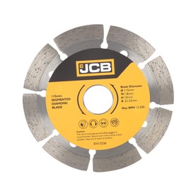 JCB - Segmented Diamond Blade, 115mm - Angle Grinder Discs - 1.8mm Thickness - Universal Fit - Tool Set Essentials - for Home Improvement & On-Site