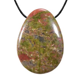 Morella Fabric Necklace, 80 cm, with Gemstone Drop Pendant, in Jewellery Bag, None