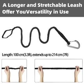 MOOCY Kayak Paddle Leash Kayak Rod Leash, 3-7 ft Stretchable Strap Lanyard Rope for SUP,Kayak Fishing Accessories for Kayak and Paddles 4 Pack