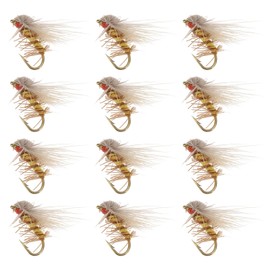 EMSea Pack of 12 Dry Flies Barbless Fly Fishing Bait Silkworm Moth Fly Bait Hand Tied Fishing Flies for Fishing Trout Bass Salmon 15 mm