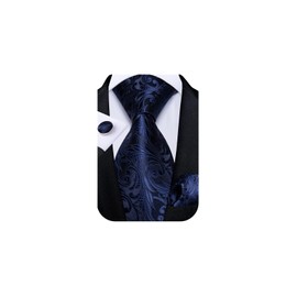 DiBanGu - Juego de corbatas para hombre, diseño de cachemira, tela de seda, con corbata y bolsillo cuadrados, juego de regalo formal y corbata regular, 07-azul Paisley, Talla única