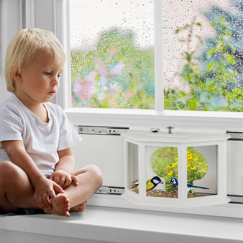 Window Bird Feeder Inside House Bird Feeder Window 180°for Viewing