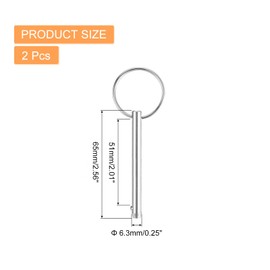 sourcing map 2Pcs 6.3mmx51mm Quick Release Pins, 316 Stainless Steel Marine Hardware for Marine Mountain Seat, Ship Outfitting, Shipbuilding, Silver