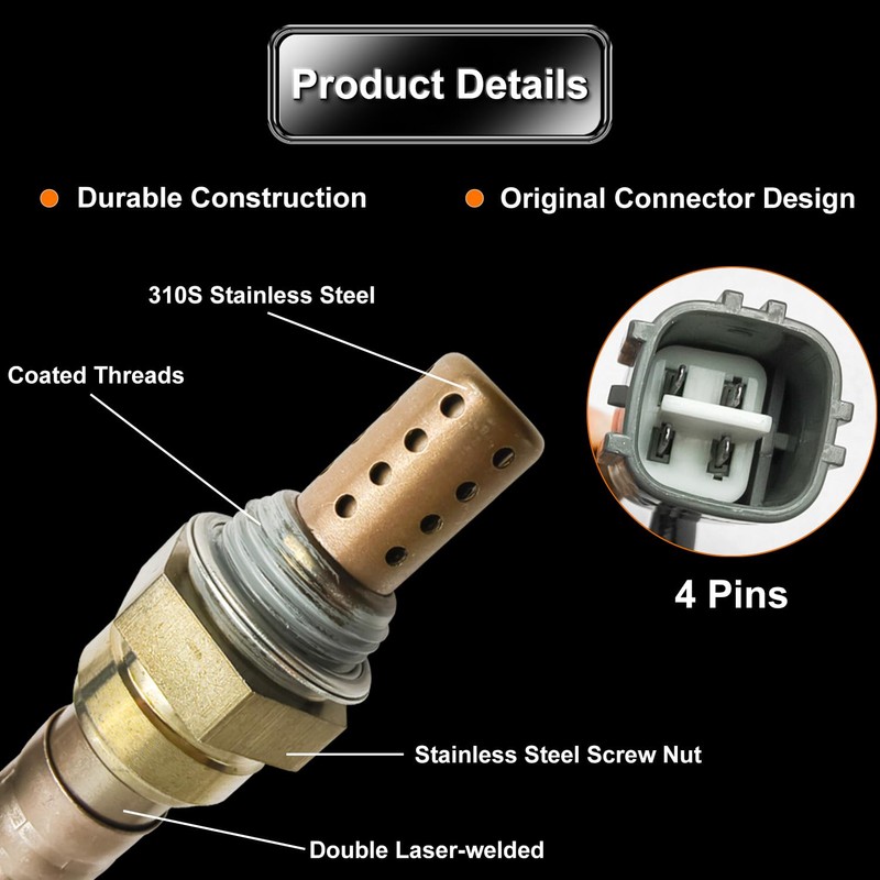 2pc Upstream & Downstream O2 Oxygen Sensor Compatible with Toyota