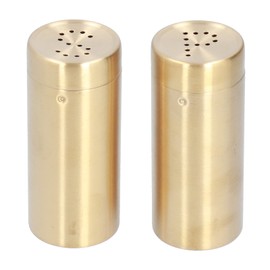 2pcs Salt and Pepper Shakers, Stainless Steel Seasoning Bottle Spice Jar for Salt Sugar Pepper Cinnamon Kitchen Tool(Gold)