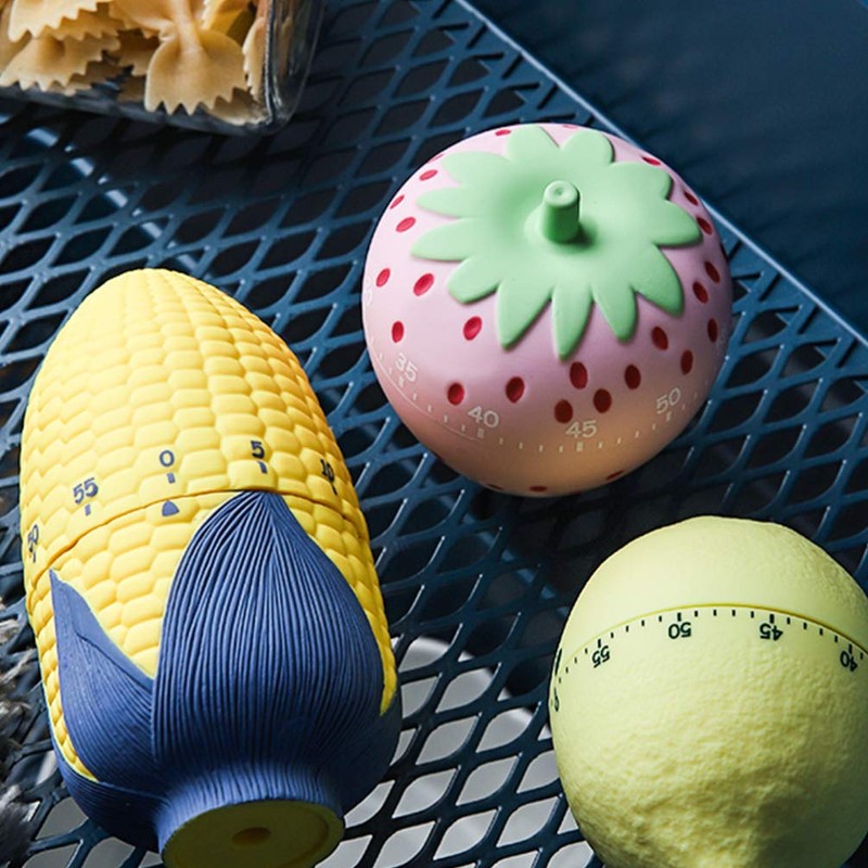 UPKOCH Strawberry Kitchen Timer Mechanical 60-Minute Countdown Timer Pink for