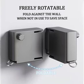 Retractable Clothesline with Adjustable 13.8 Ft Windproof Rope,Wall Mounted Clothes Line Indoor and Outdoor Set,Retracting Heavy Duty Laundry Line,Drill Free & Wall Mounted Method (Grey)