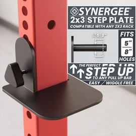 Synergee Step Plate for 2x3 Power and Squat Racks, Fits Racks with 5/8" Holes. Step-Up Plate for Reaching Pull-Up Bars, Chin-Ups, and Muscle-Ups.