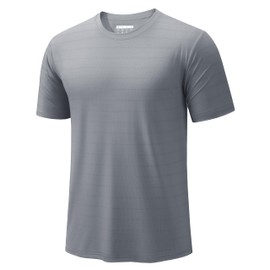 TACVASEN Men's Lightweight Athletic Tops Moisture Wicking Running Shirts Breathable Workout Tee for Gym Sport Light Gray 2XL