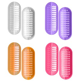 4-Pack Dual-Design Nail Brush – Angled & Flat Bristles for Deep Cleaning Under Nails & Hand Scrub – Durable Nail Scrubber Brush for Men, Women & Kids (Translucent Set (Red/Purple/White/Orange))
