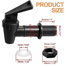 2Pcs BPA-Free Replacement Cooler Faucet, Black Plastic Water Spigot Spout Dispenser Tap Set, Reusable Water Crock Tap Beverage Lever Pour Dispenser Valve