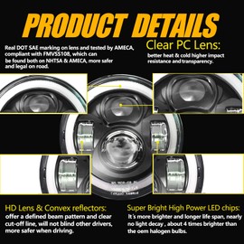 7 inch Motorcycle LED Headlight 4.5" Fog Passing Lights DOT SAE Approved, Compatible with Davidson Fat Boy Street Glide Heritage Softail Road King Switchback Electra Glide Ultra Classic Chrome