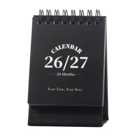 Desk Calendar 2026-2027, 2 Years Calendar Runs from Jan. 2026 until Dec 2027, Table Monthly Planner with Stickers for Home,Office,School Organization(Black,3" x 4.8")