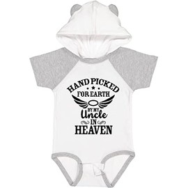 inktastic Handpicked for Earth By My Uncle in Heaven with Angel Wings Baby Bodysuit 6 Months White & Heather W/Ears 372bd
