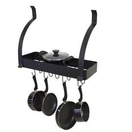 Wall Mounted Pot Rack with Hooks for Pots, Pans, and Cooking Accessories