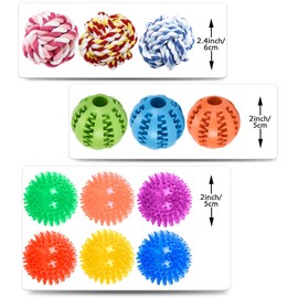 Koyukuk Dog Toy Balls for Small Dogs, 12 Pack Interactive Dog Toys for Small Breed 0-15 lbs, Includes Rubber, Squeak & Rope Balls