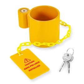 BYERN AUTO 5th Wheel King Pin Lock, Heavy Duty King Pin Lock with Anti-Theft Warning Tag & 2 Keys for RVs, Container Trailers and Campers, Extremely Durable (Yellow)