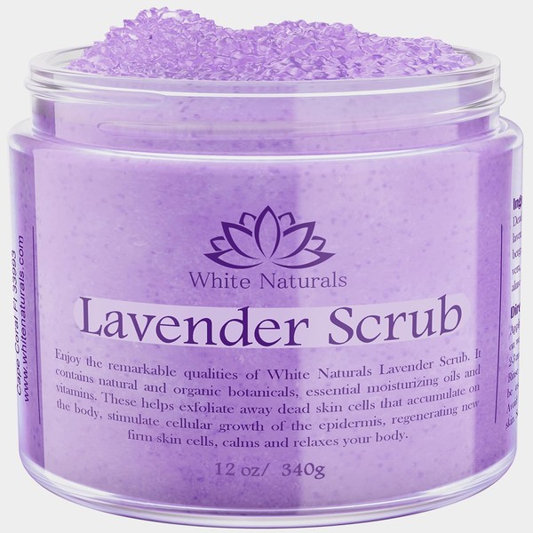 Sale! Lavender Body Scrub, Organic Gentle Exfoliating for Super Soft Skin, Natural & Pure Aromatherapy Exfoliate To Cleanse