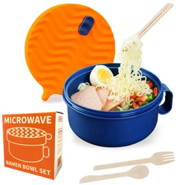 RORBAM Ramen Cooker,Microwave Ramen Bowl,Ramen Noodle Bowl 48 oz, College Dorm Room Essentials for Girls for Boys, Apartment Essentials, BPA-Free. (orange)