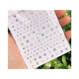 Stars Nail Sticker Solid Hollow Shaded Stars Nail Decals Stickers Wg620 Laser Silver Nail Wraps Art Stickers Manicure Supplies for Women for Home Nails Full Long Lasting Easy Apply and Remove