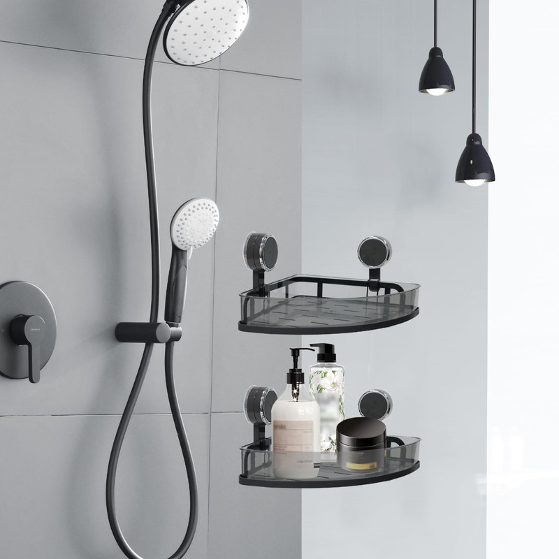 Shower Caddy 2 Pack,Bathroom Shelves,Powerful Suction Cup Corner Shower Shelf,Bathroom