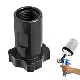 Hovom Car Spray Gun Cup Adapter, 16mm Thread 1.5mm Pitch Master Elite Paint System MPS Female Adapter, Spray Gun Paint Cup Adapter Fits PRO-33, PRO-44, PRO-88 HVLP Spray Guns (Black+Internal Thread)