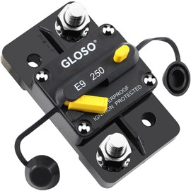 GLOSO Circuit Breaker E93 Extended Surface Mount Hi-Amp Breaker 3/8" Diagonal Stud Waterproof IP67 Marine RV Truck (250A)