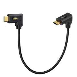 Kework 1ft 40Gbps USB 4.0 Type C Cable, 240W 5A PD Left & Right Angle USB C Male to Up & Down Angle USB C Male Cord for Smartphones, Laptops, Thunderbolt 3,Support 8K@60Hz