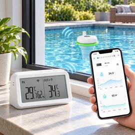 INKBIRD 2nd Gen Wireless Pool Thermometer with IBS-M2 WiFi Gateway, IPX7 Floating Digital Temperature Monitor with App Alerts, EU Version