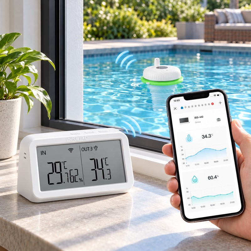 INKBIRD 2nd Gen Wireless Pool Thermometer with IBS-M2 WiFi Gateway,