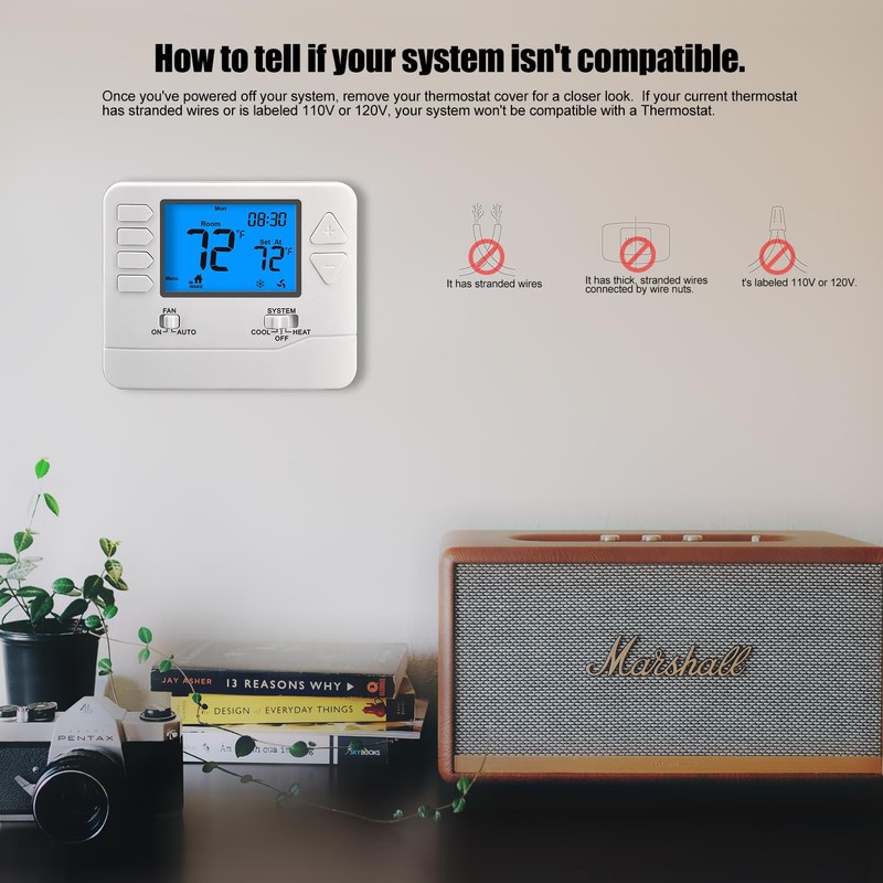 Suuwer 5-1-1 Day Programmable Thermostats for Home 1 Heat/ 1