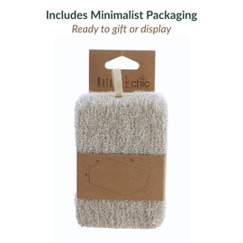 Big Exfoliating Bath Sponge - Natural Ramie & Bamboo Dual-Sided Body Scrubber Pad for Dead Skin Removal & Gentle Cleansing - Spa Accessories Cream/Taupe