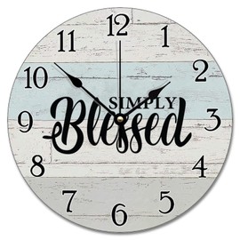 godblessign Large Wall Clocks Battery Operated Christian Jesus 12 Inch Silent Simply Blessed Analog Clock Rustic Wall Art Farmhouse Home Decor for Kitchen Living Room Bedroom Office