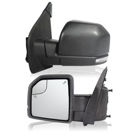 Left Side Door Mirror Fits 2015-2021 F150 Mirror with Power Adjustable and Heated Glass,LED Turn Signal Light and Puddle Lights，Blind Spot Detection,Manual Folding (11Pins)