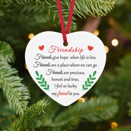 Friend Gifts for Women Best Friend Christmas Ornament Friendship Birthday Gifts Ceramic Ornament Gifts for Friends Female Christmas Tree Decoration Best Friend Graduation Gifts Bestie Gifts Ornaments