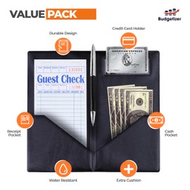 Budgetizer Check Presenters for Restaurants – 60 Pack Guest Check Card Holder- Black with Gold Thank You Imprint- Bill Book Restaurant Supplies 5.5’’ x 10’’ (60 Pack)