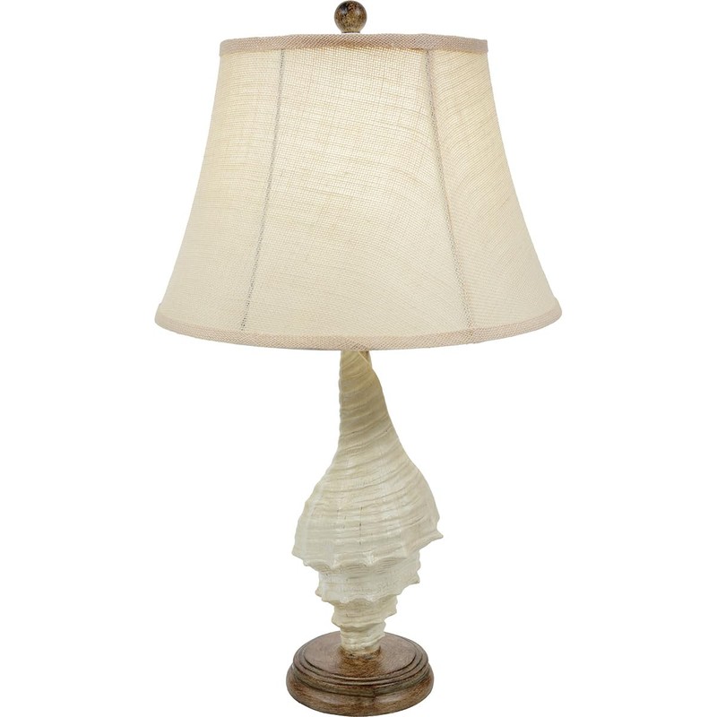 BLACK FOREST DECOR White Conch Shell Table Lamp – Coastal