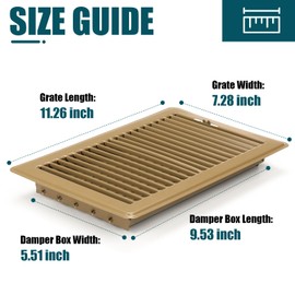 VOISEN Floor Register 6x10, 2 Pack Floor Vent Covers, Steel Adjustable Air Supply Grille Register Vent Cover Grill for Sidewall and Floor, Vent Covers for Home Floor,Brown