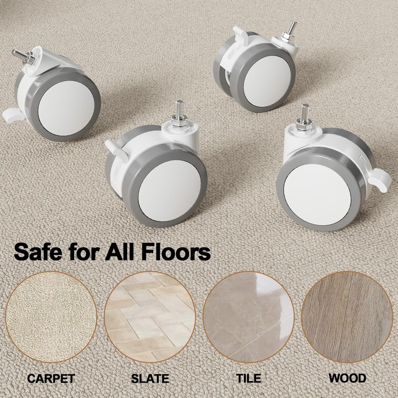 JOY worker Lockable Stem Caster Wheels Set of 4, Metric